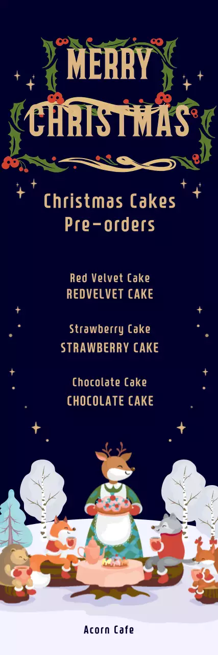 Faixa de menu de Natal vintage da Marinha