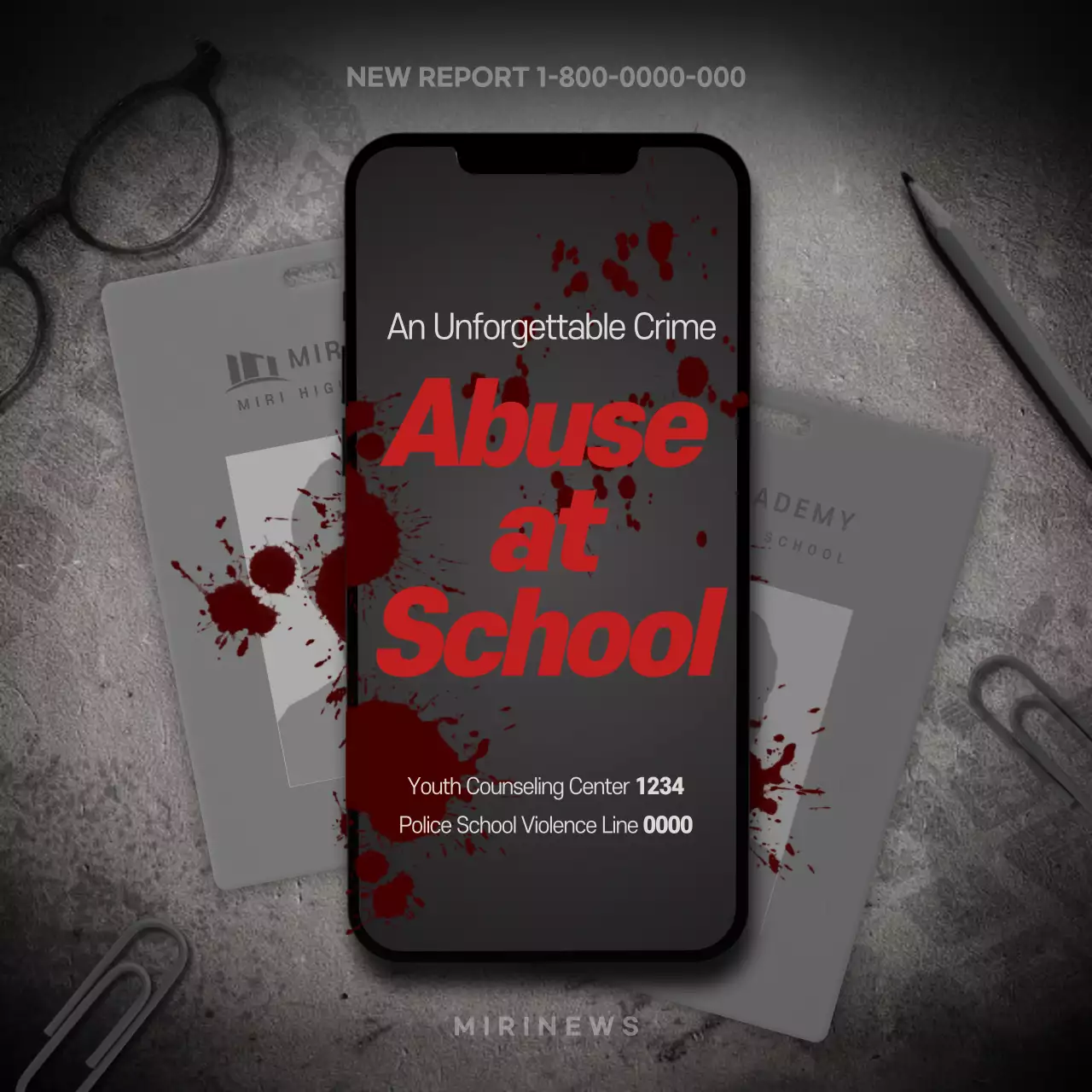 school violence in gray and red