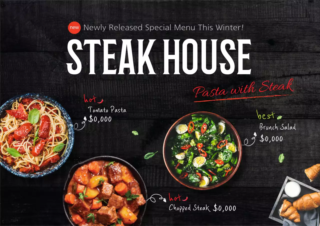 Black Rustic Steak Promotion Poster