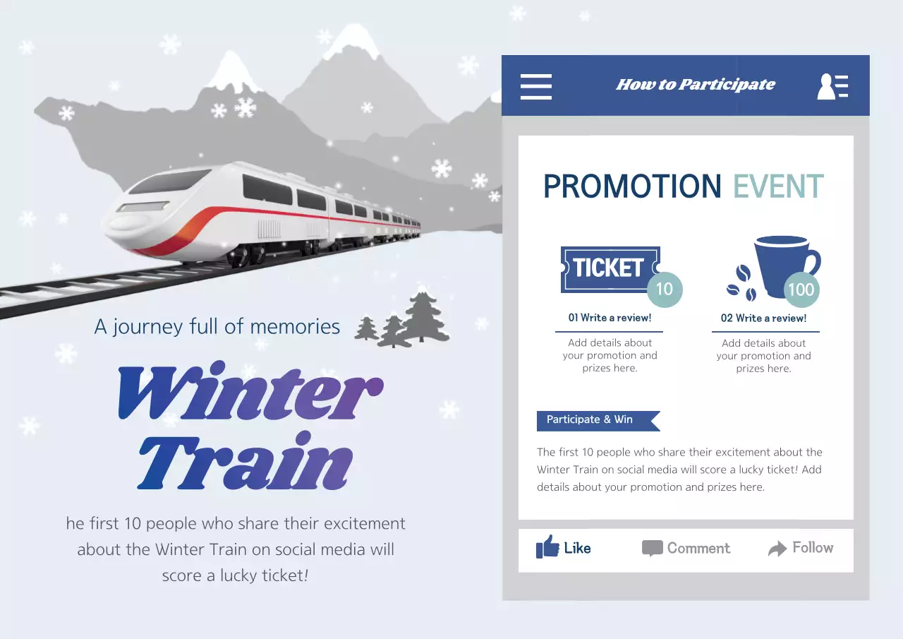 Blue Modern Train Promotion Poster