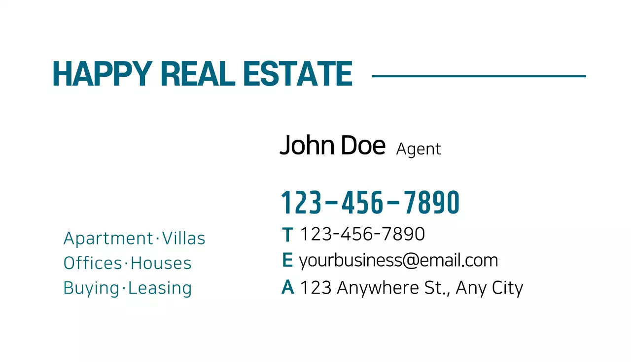 Blue Minimal Real Estate Business Card