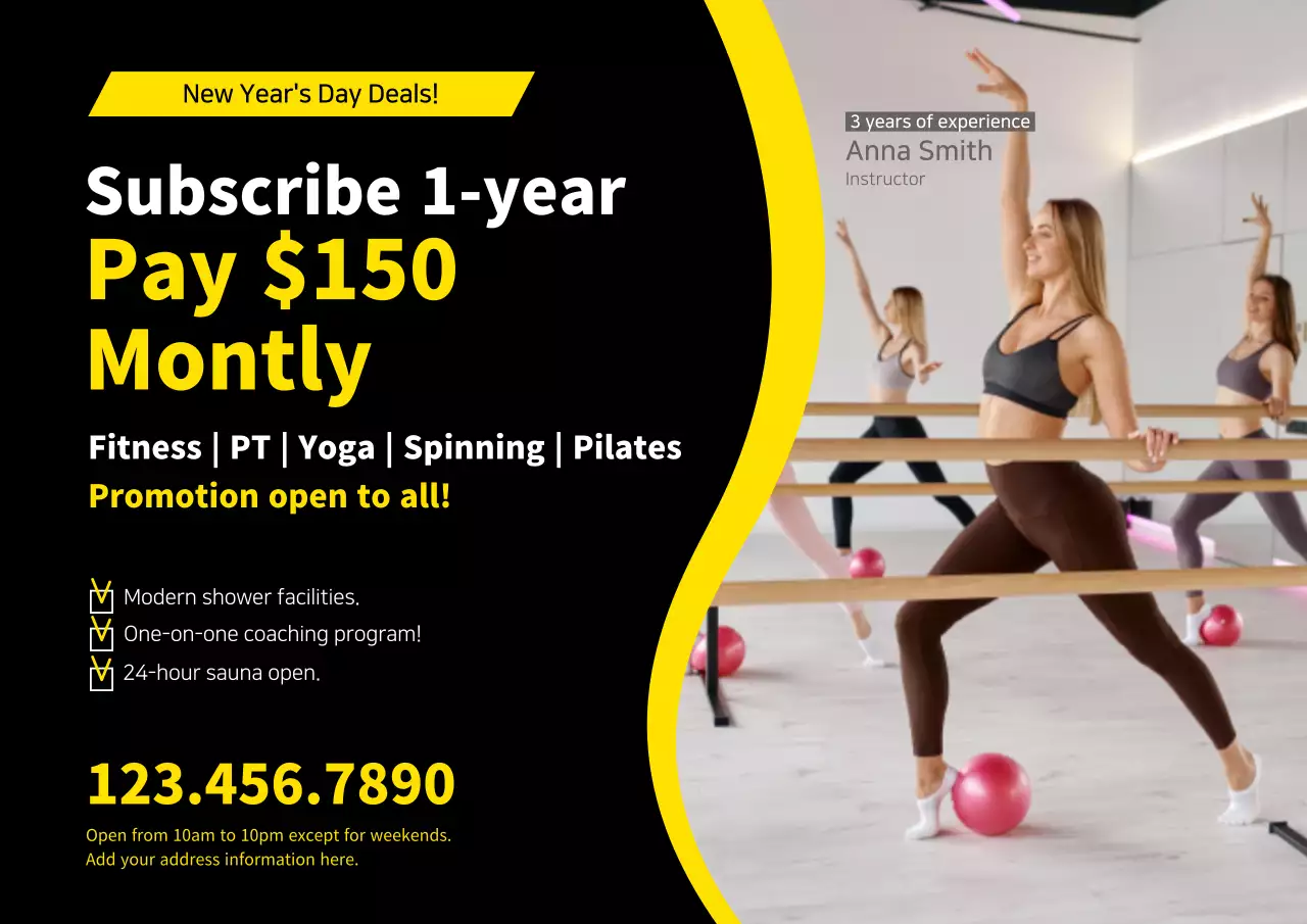 Yellow Modern Fitness Promotion Poster