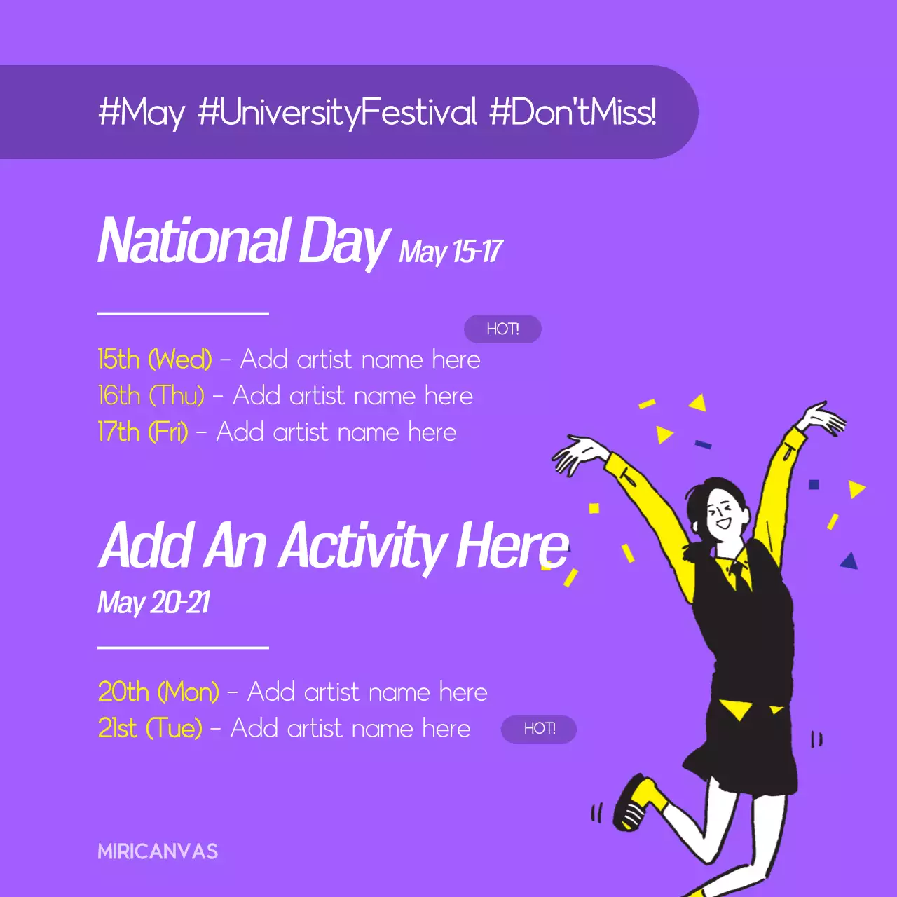 Purple Trendy Festival Schedule Instagram Carousel