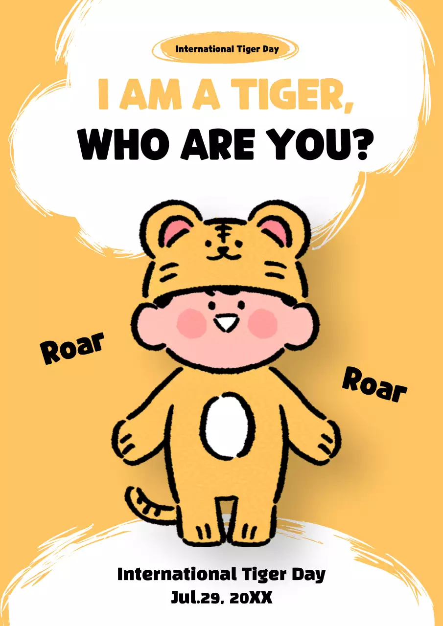 Orange Cute Tiger Event Poster