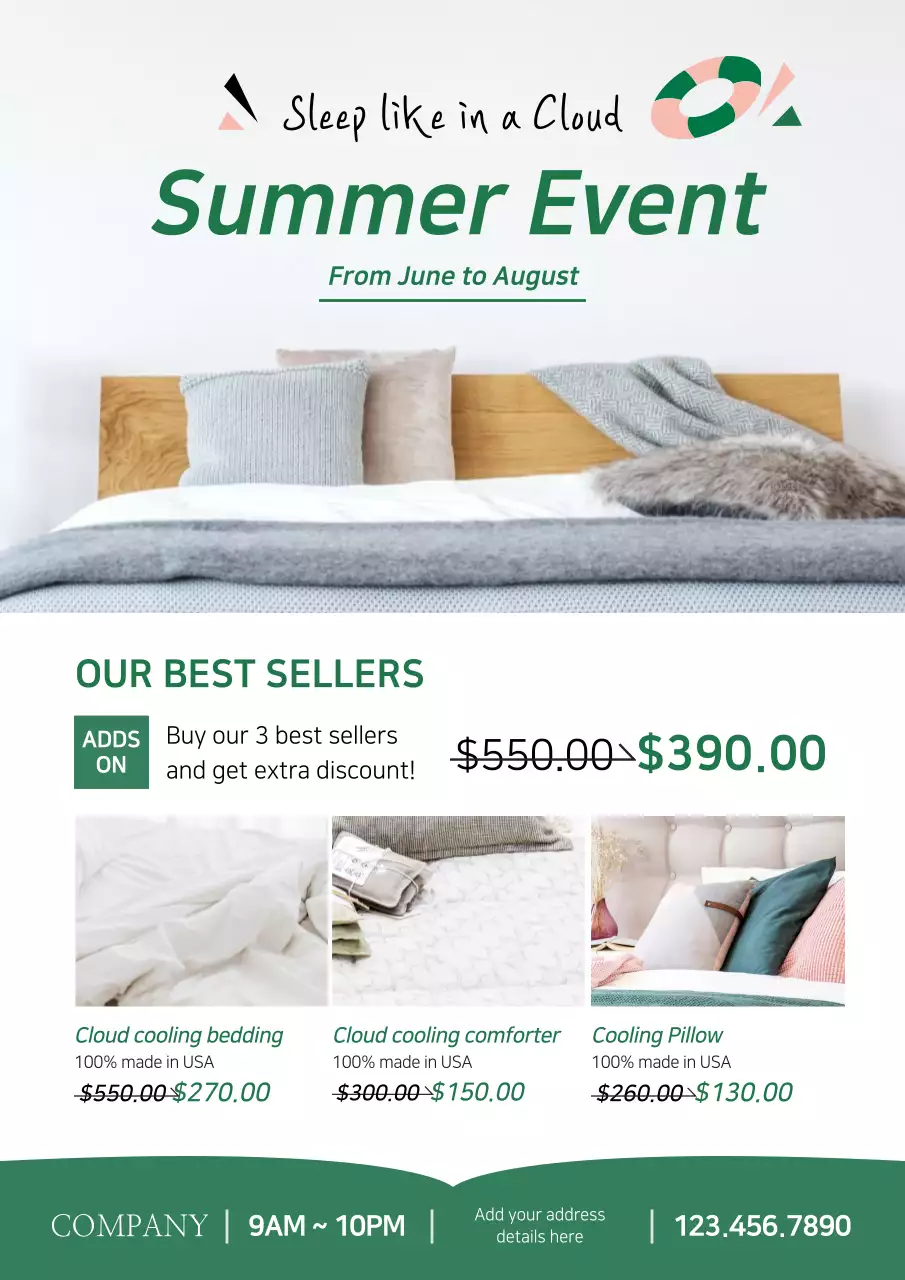 Green Modern Bedding Promotion Poster