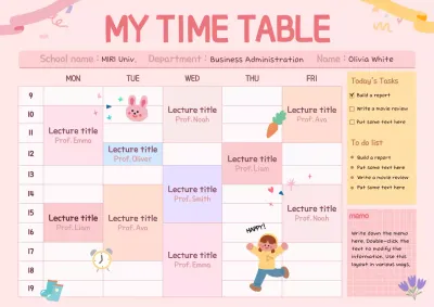 A pink and cute Daku concept timetable