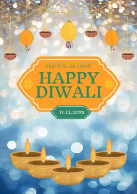 Orange Traditional Diwali Invitation Poster
