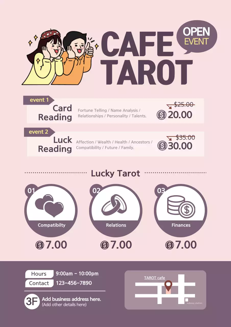 Pink Modern Tarot Promotion Poster