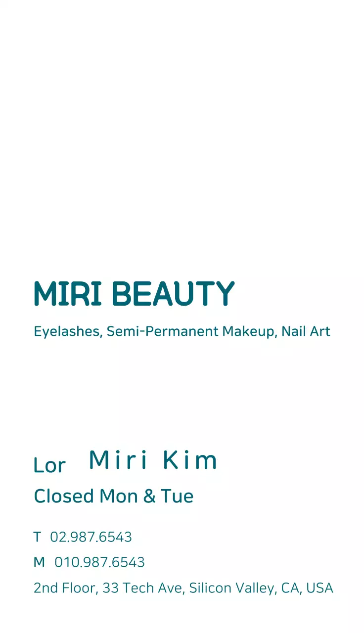 Cartão de visita de propaganda de beleza minimalista azul