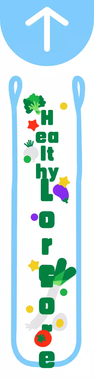 Ilustrasi kantong plastik yang lucu dan rapi dengan gaya bingkai biru muda dan hijau dengan petunjuk arah untuk kampanye makanan