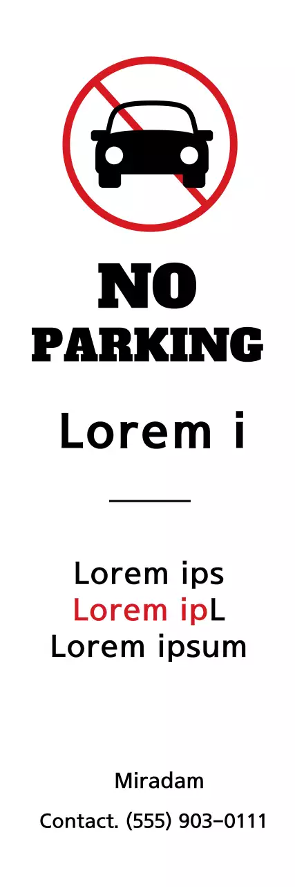 Faixa vermelha de aviso de estacionamento mínimo