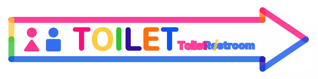 Colorful and cute arrow frame style directions to the bathroom