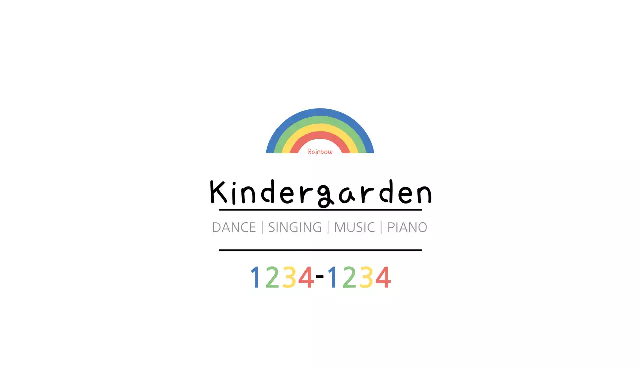 Rainbow Simple Kindergarten Business Card