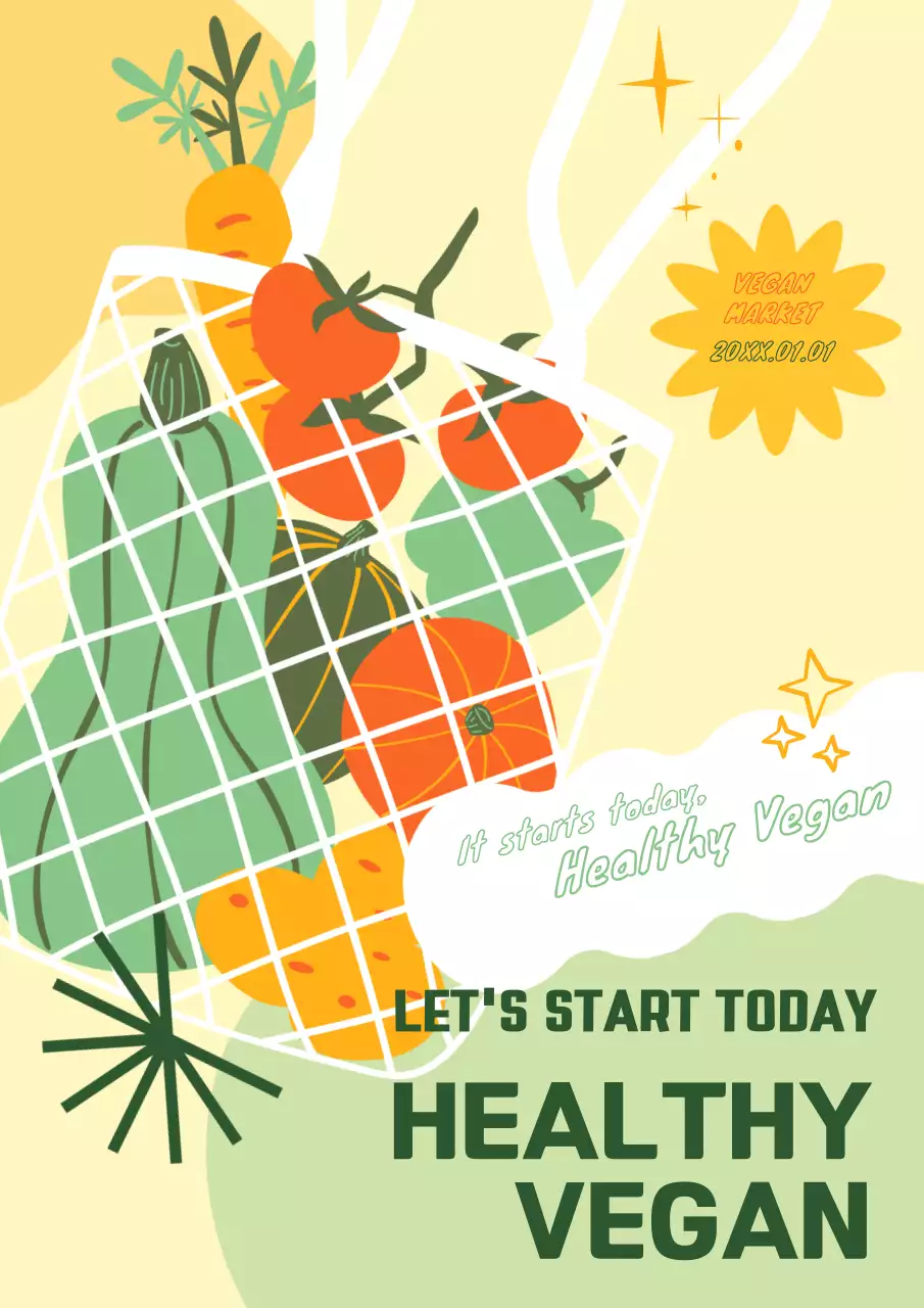 Yellow Trendy Vegan Promotion Poster