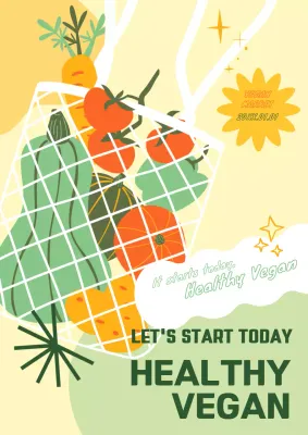 Yellow Trendy Vegan Promotion Poster