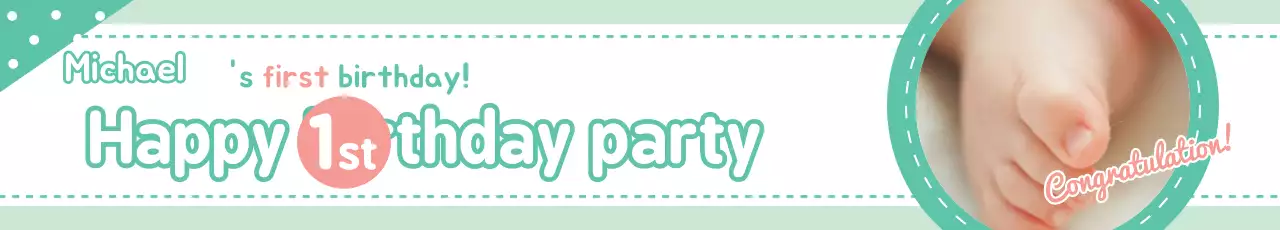 Banner de convite de aniversário simples de menta