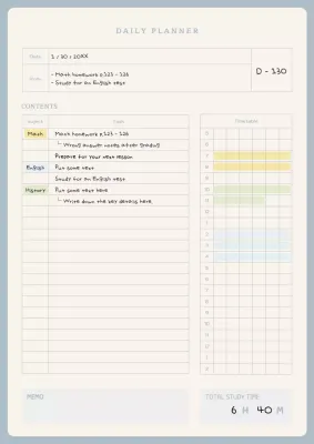 A cute, pastel-colored daily planner