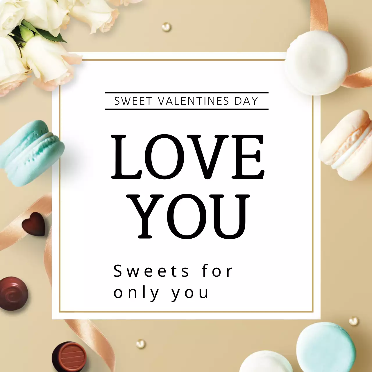 Biểu ngữ khuyến mại Valentine thanh lịch màu be