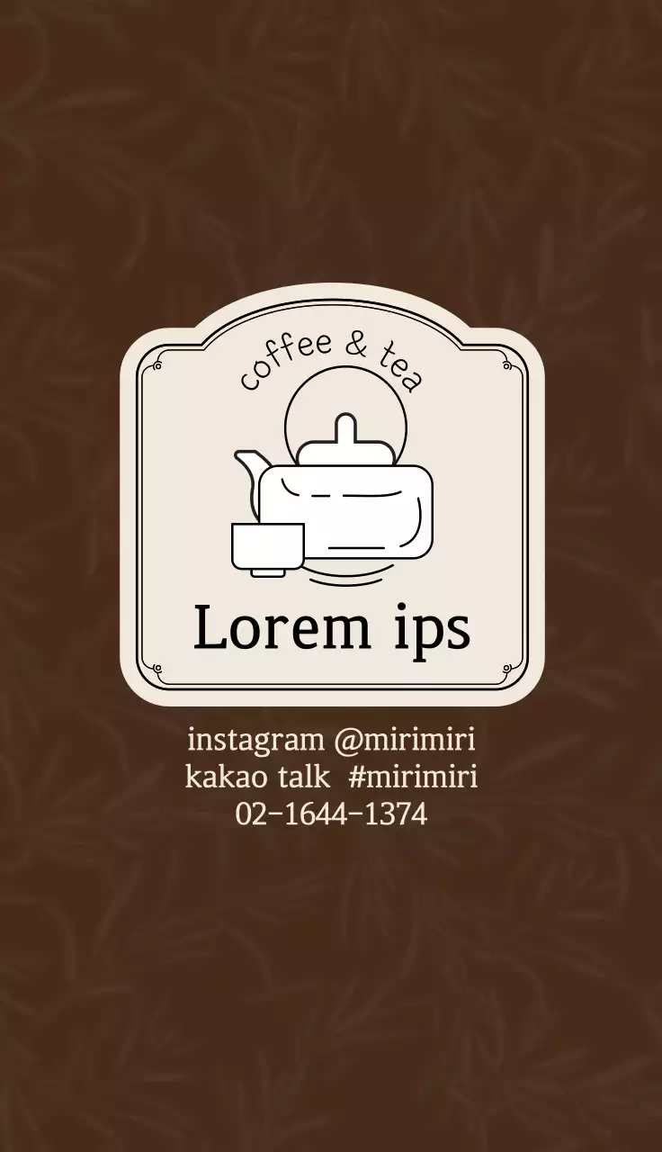 Brown apricot illustration logo cafe tea business card