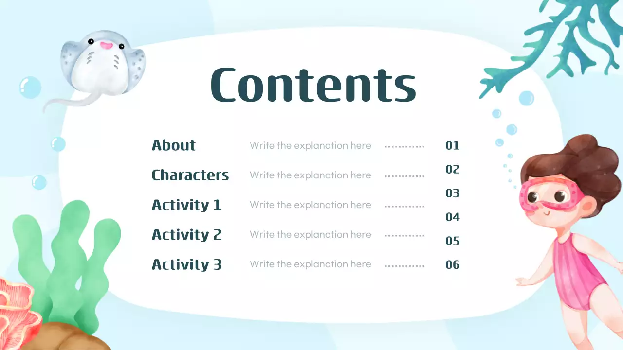 Colorful and cute ocean illustrated story reading lessons