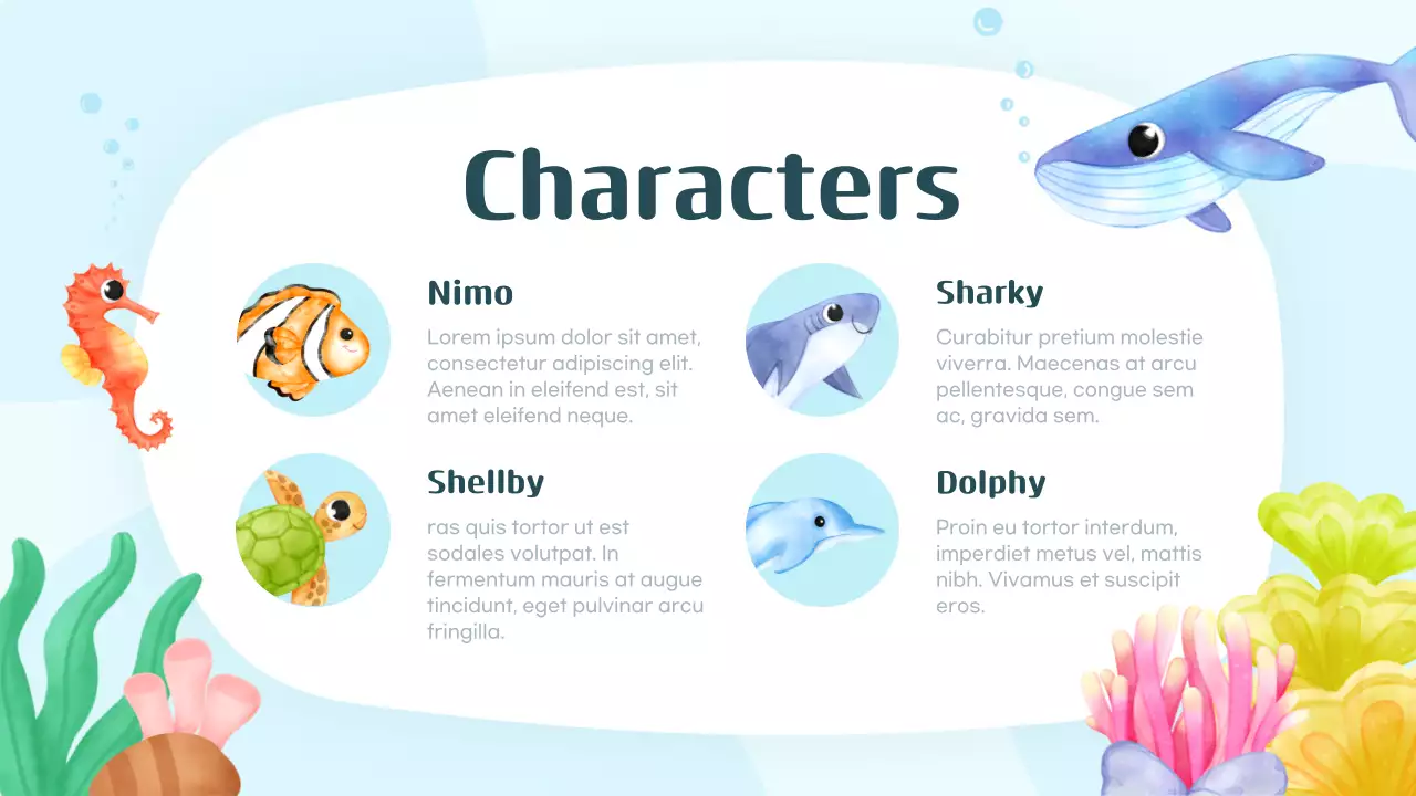 Colorful and cute ocean illustrated story reading lessons