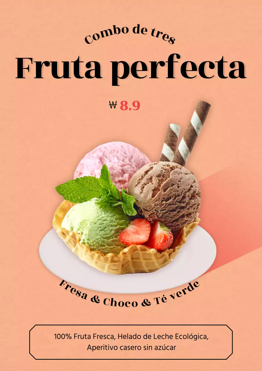 Carta de bebidas de verano resaltada en naranja