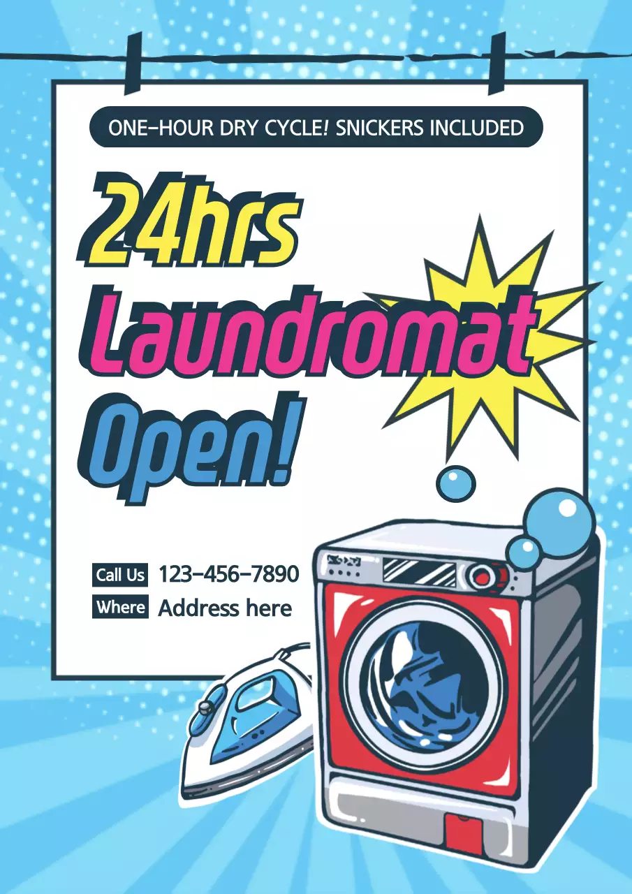Blue Pop Laundromat Promotion Poster