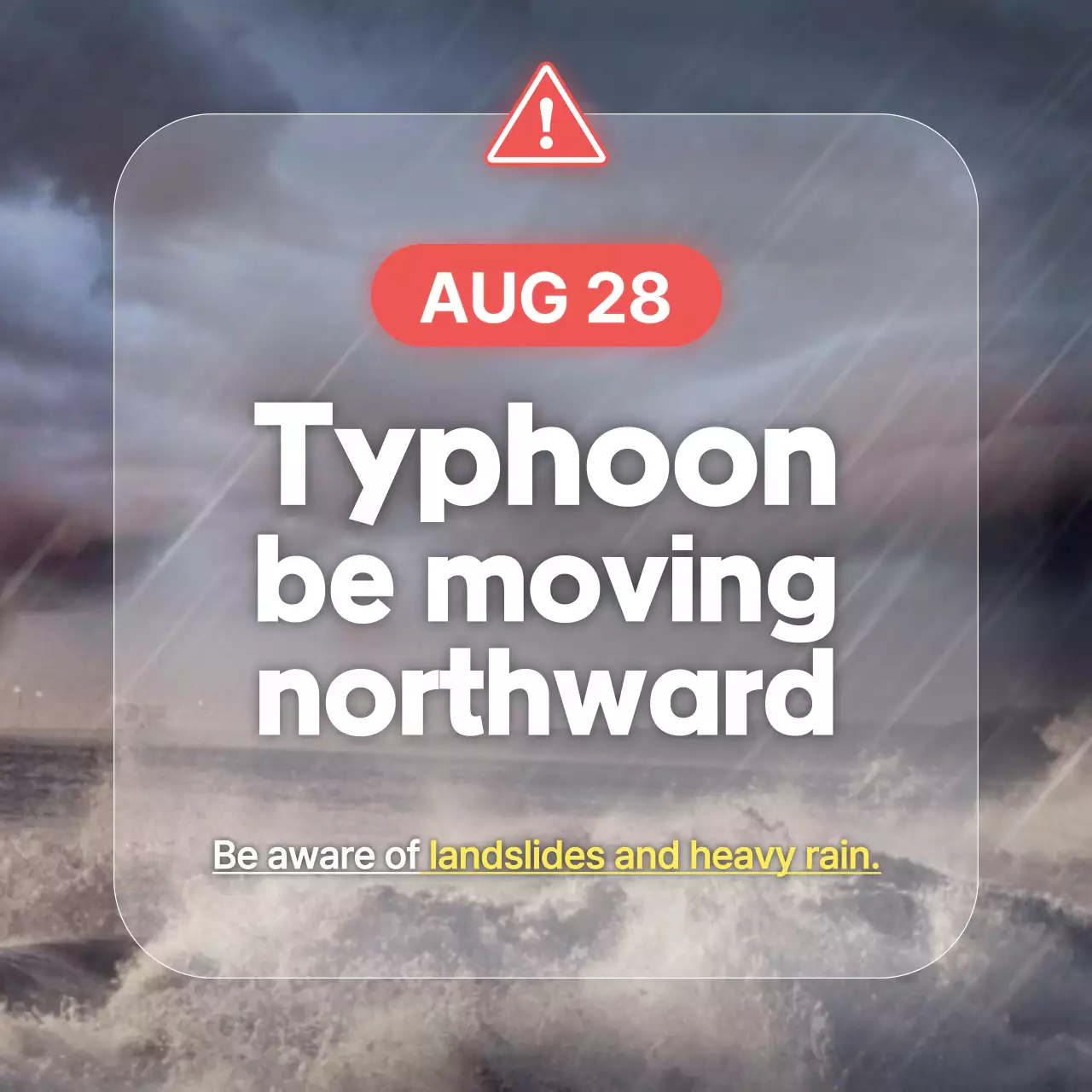 Simple and bold typhoon announcement post