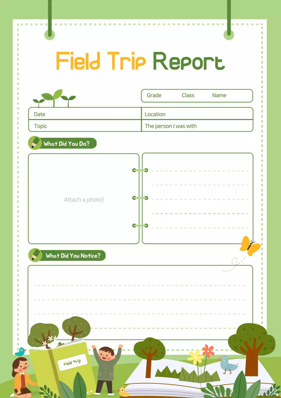 Green Minimal Trip Report Document Poster