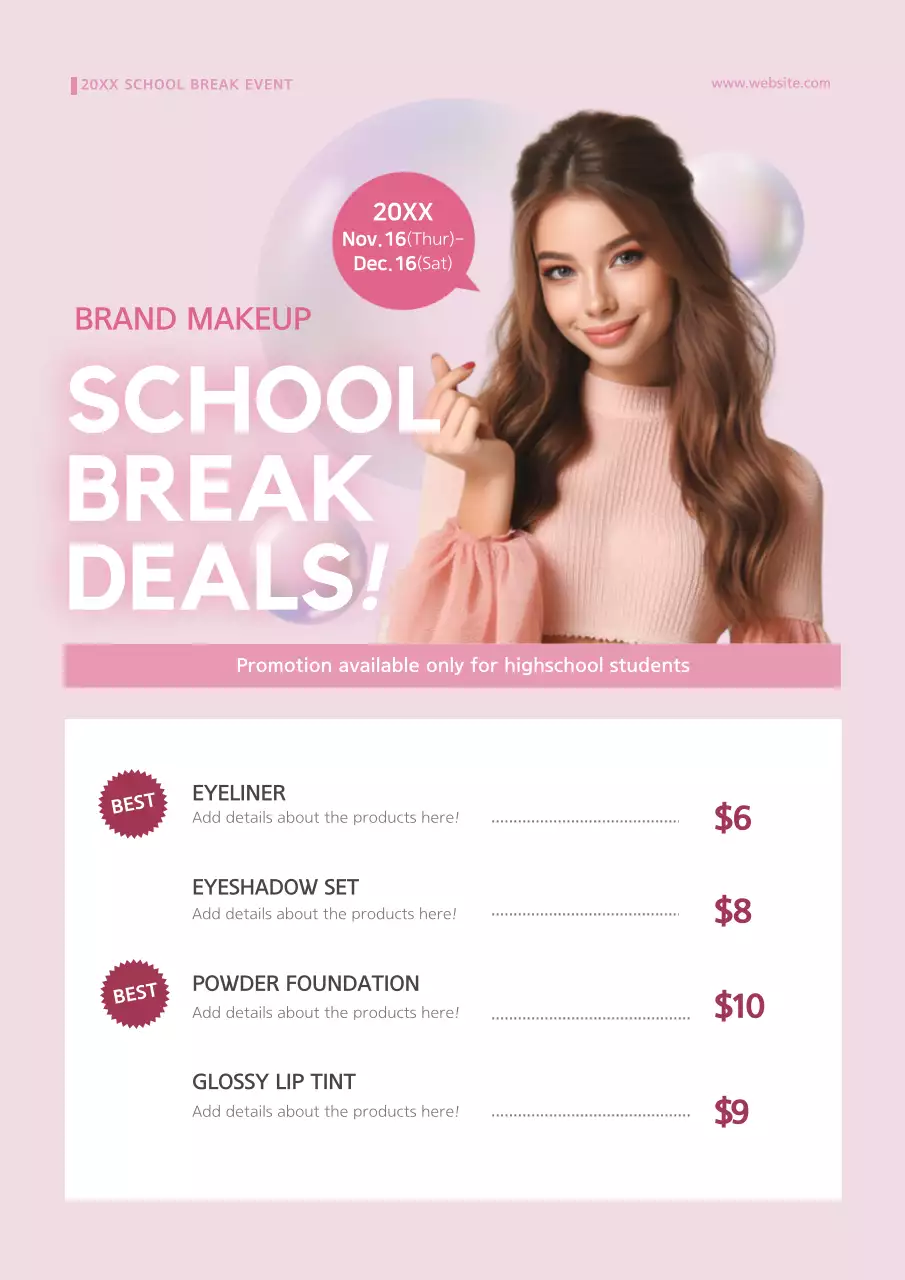 Pink Trendy Makeup Promotion Poster