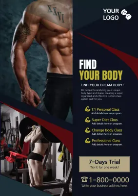 Black Modern Fitness Promotion Poster