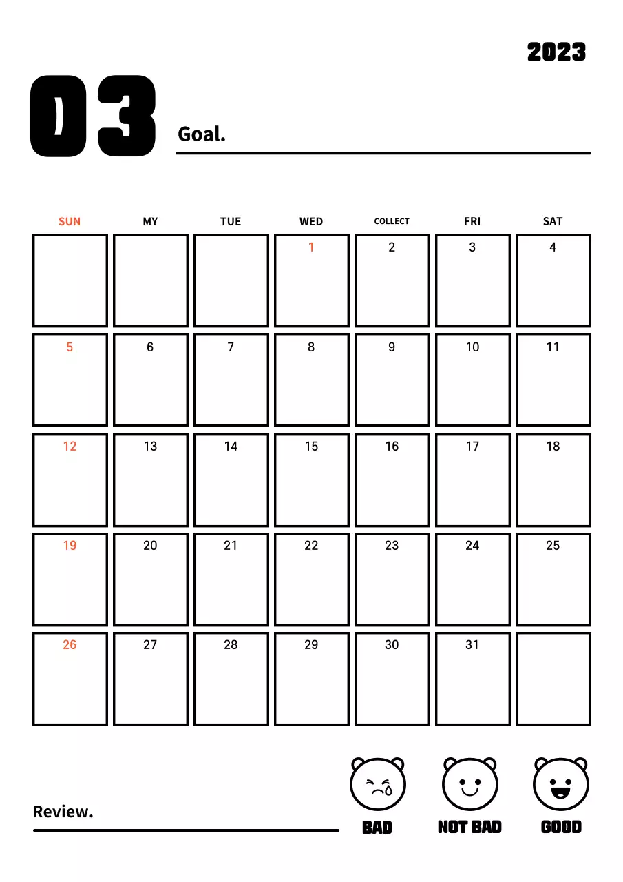 New Year's resolution goal tracker with clean lines