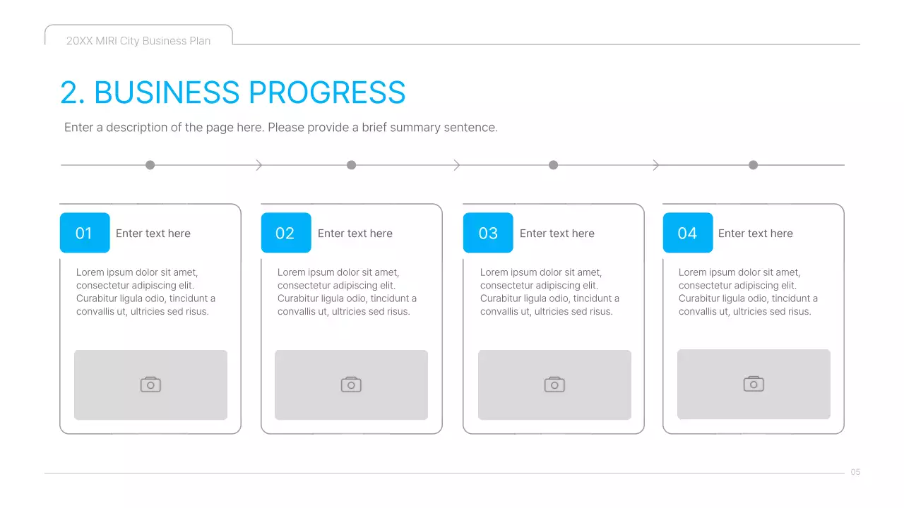 A clean blue and white cultural content business plan presentation