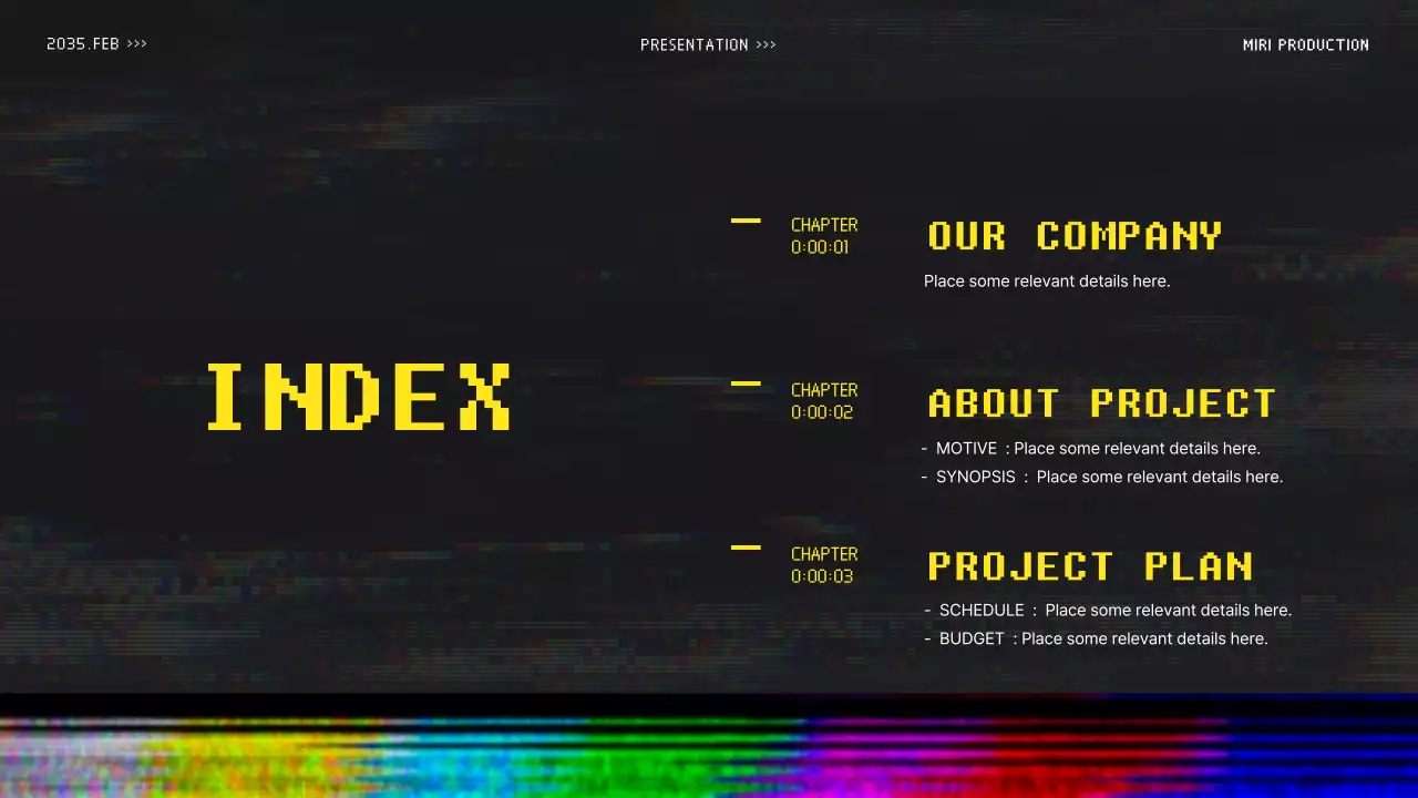 Video proposal for a colorful retro broadcast concept