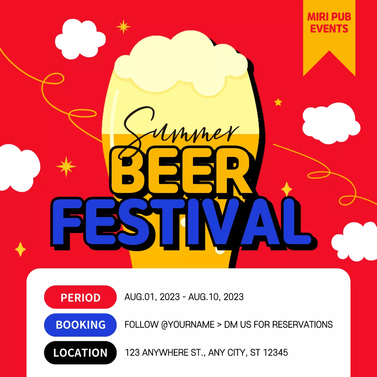 빨강과 노랑의 팝한 맥주 페스티벌 행사 공지