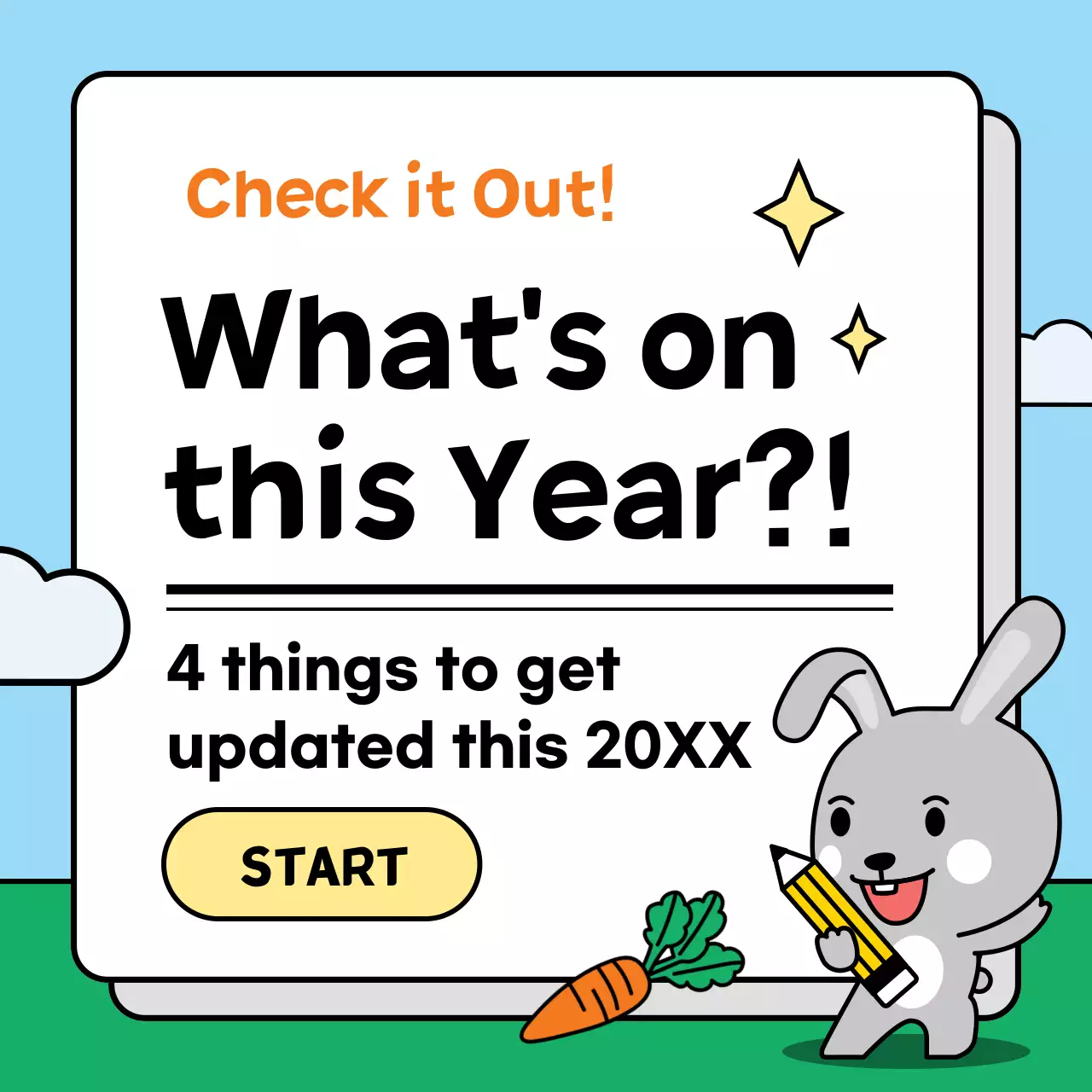 Introducing this year's policy changes with a cute bunny in a light blue and green color scheme