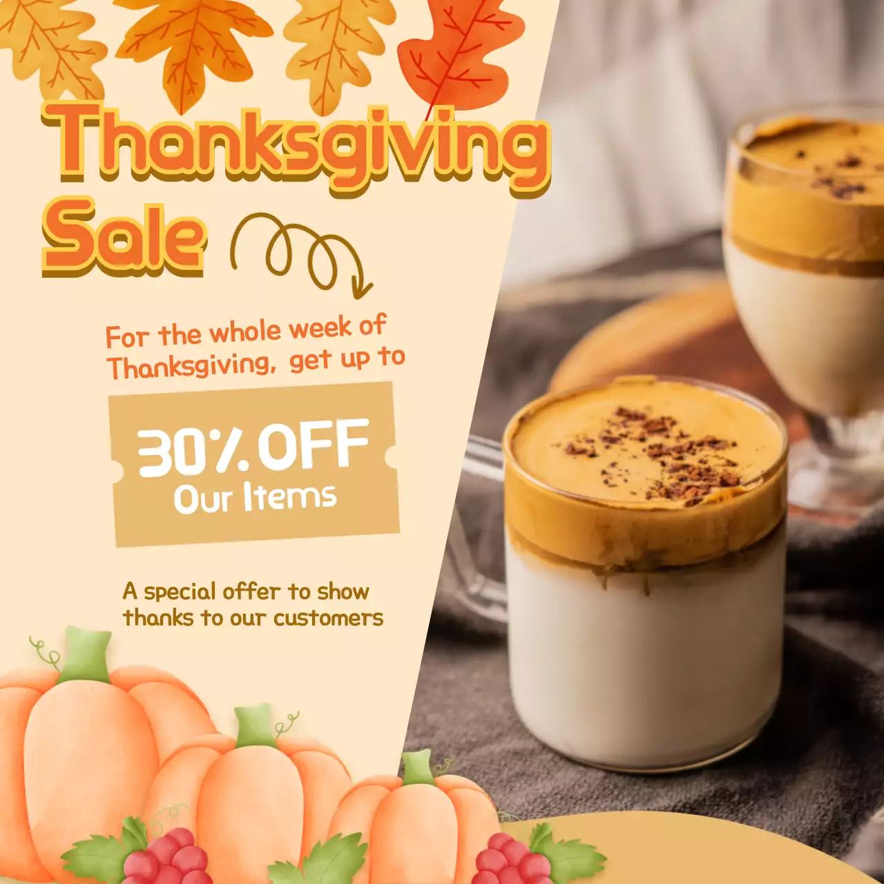 Beige Traditional Thanksgiving Promotion Social Media Post