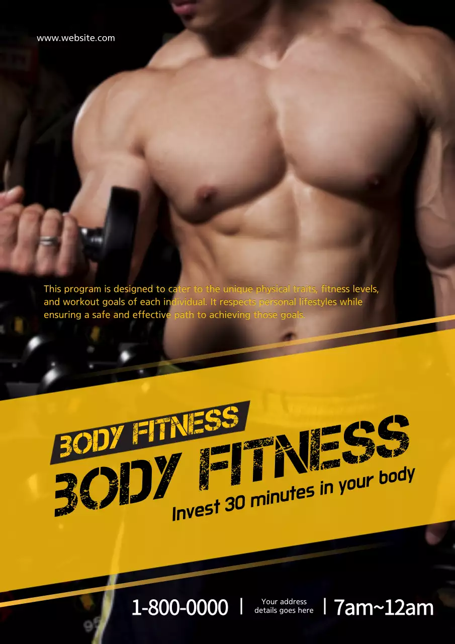 Yellow Modern Fitness Promotion Poster