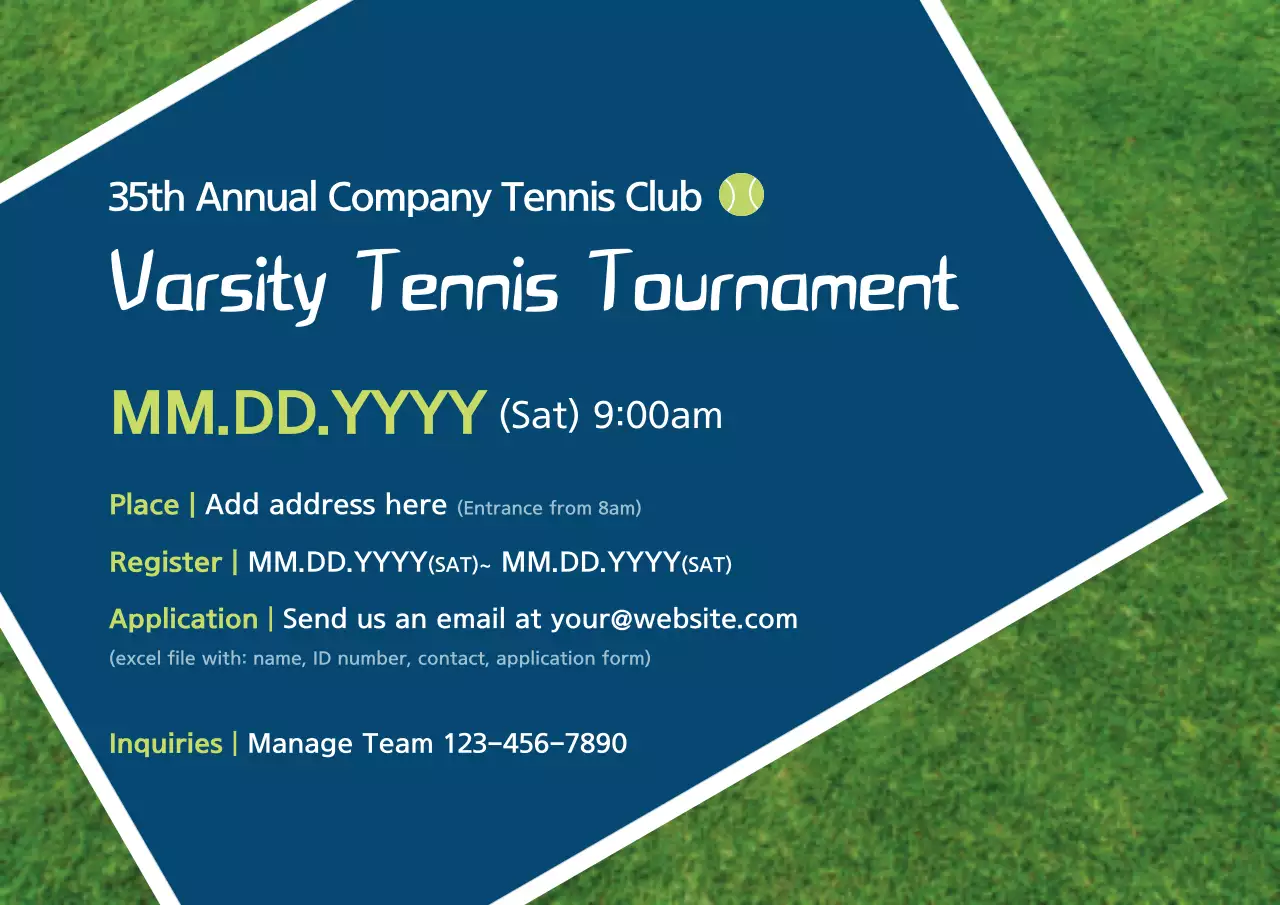 Navy Modern Tennis Event Poster