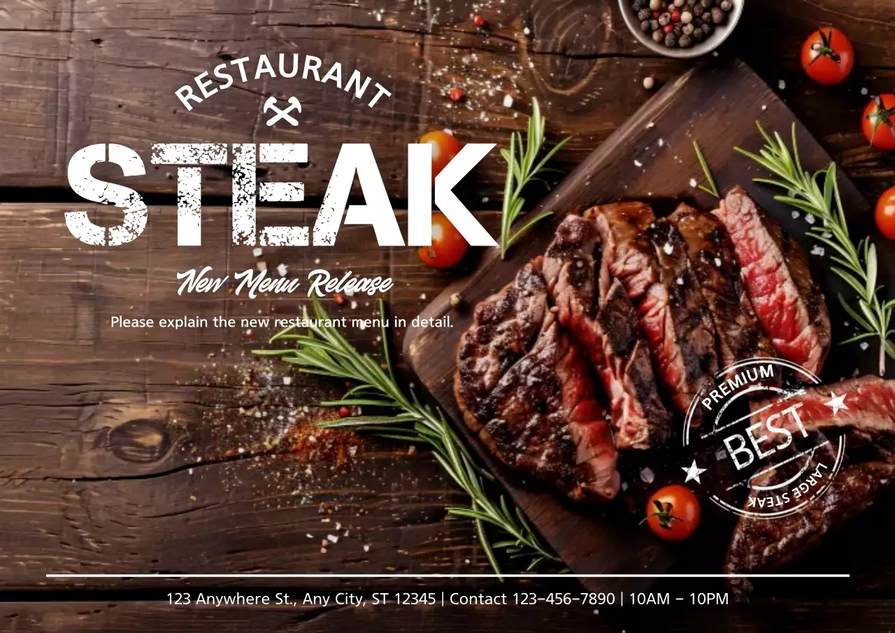Brown Rustic Steak Promotion Poster