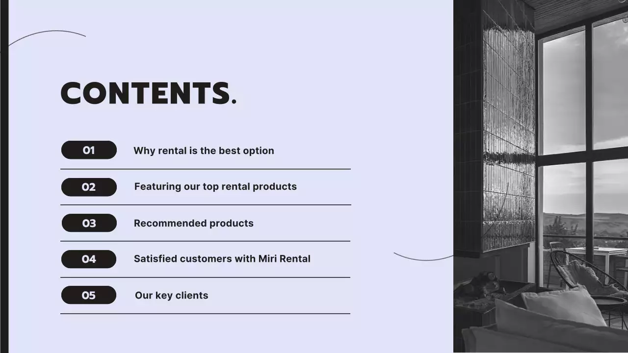 Clean, modern appliance rental service proposal with a mauve background