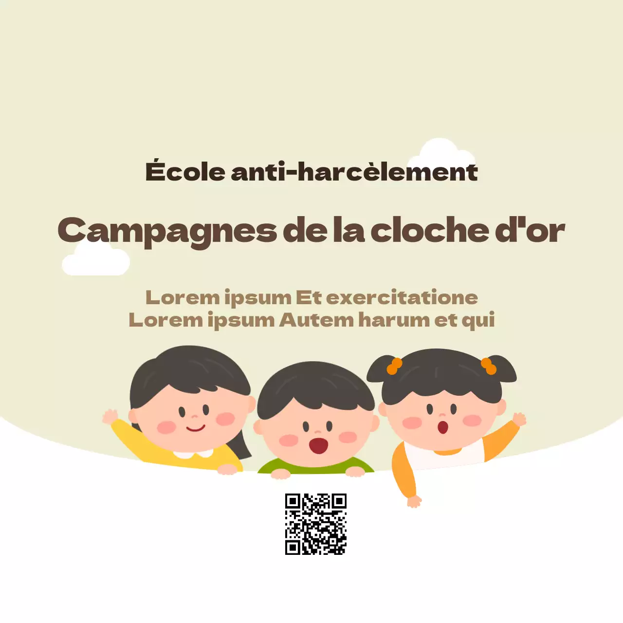 Annoncer et promouvoir la campagne de la cloche d'or à l'aide d'un personnage d'enfant rond et mignon