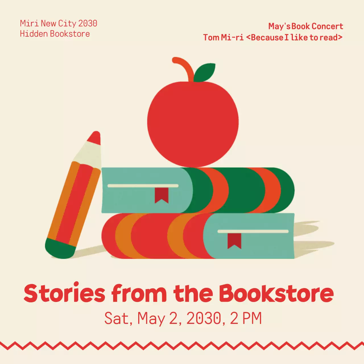 Red Retro Book Event Promotion Social Media Post