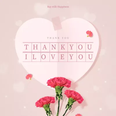 Pink Floral Thank You Card Instagram Post