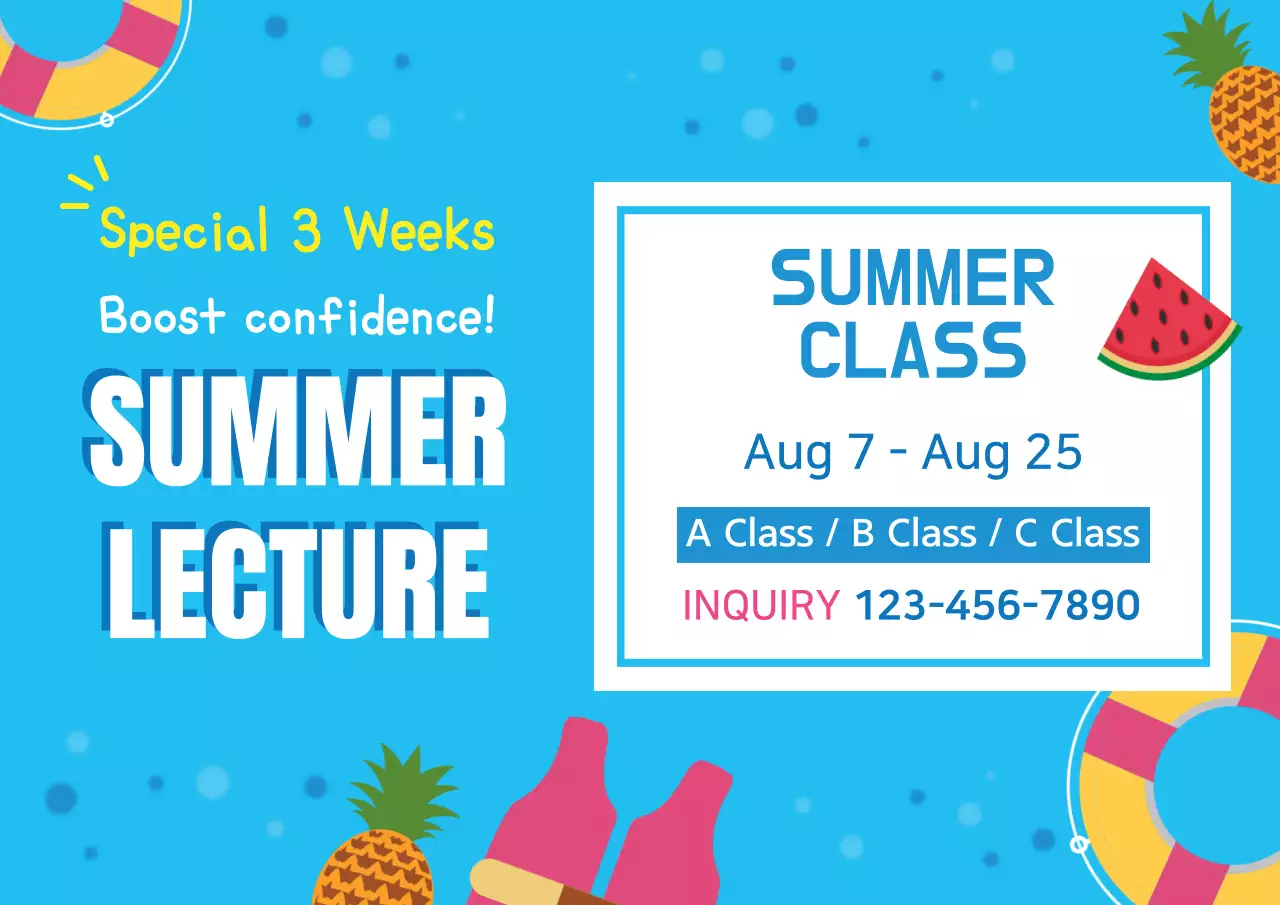 Blue Trendy Summer Class Advertisement Poster