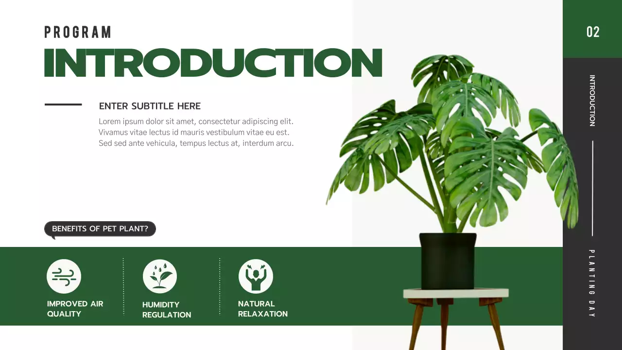 초록색상에 식물을 활용한 깔끔한 식목일 프로그램 안내서