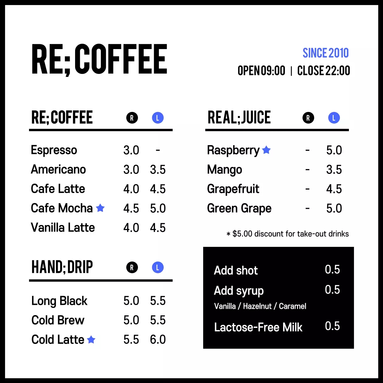 Black Minimal Coffee Menu Instagram Post