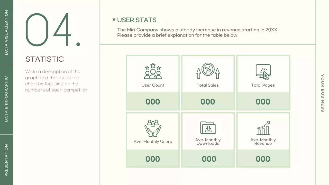 녹색 최소 데이터 프레젠테이션
