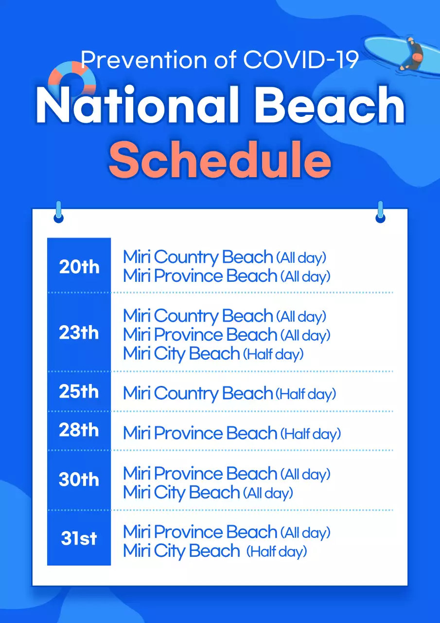 Blue Modern Beach Schedule Poster