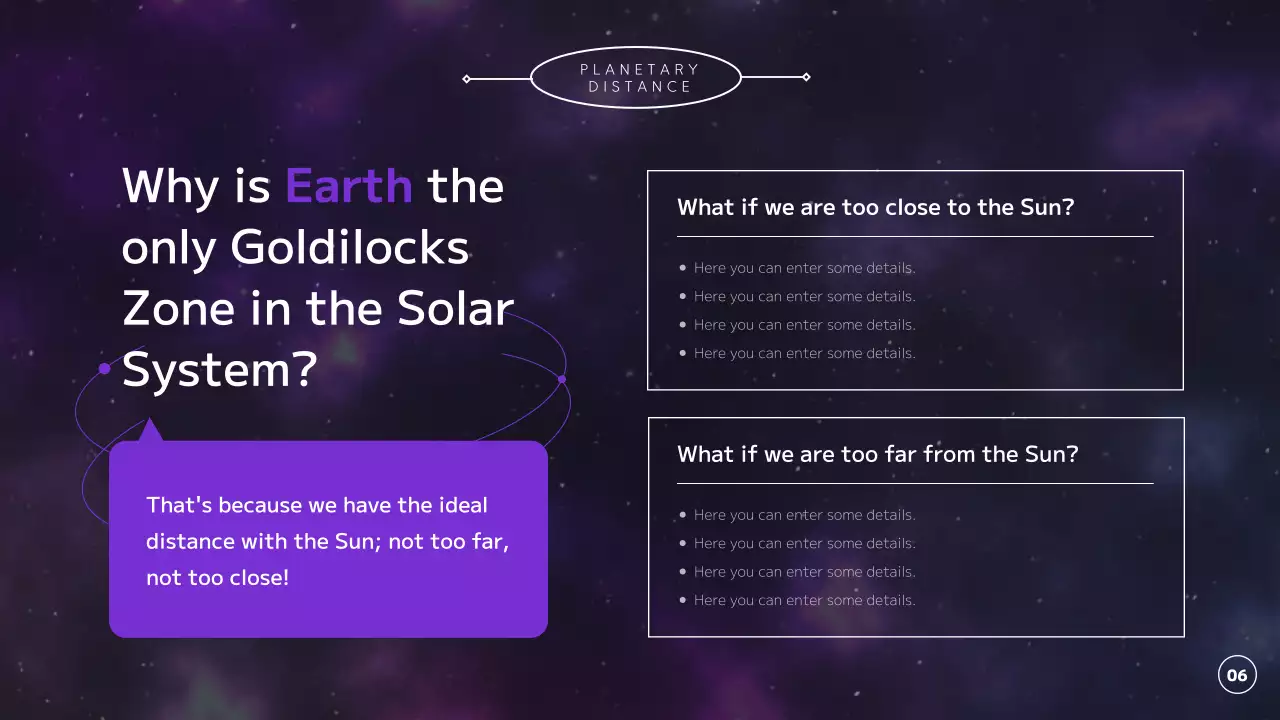 Exploring the universe, planets and earth in purple and black